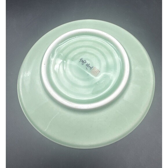 VTG Korean Celadon Soft Green Glaze Flying Crane Tea Cup Set Service For 2 - Picture 15 of 16